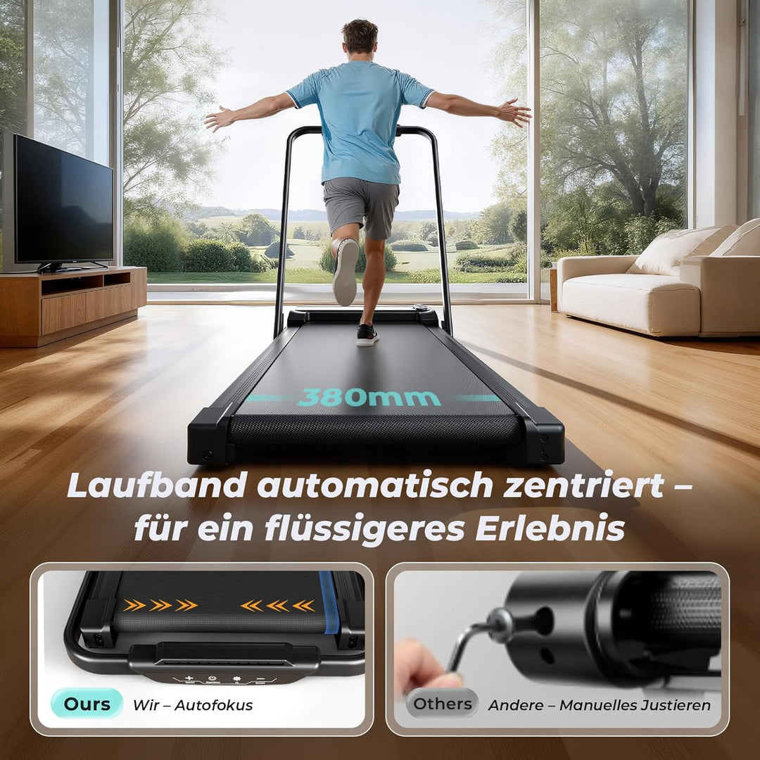 Laufband für Zuhause, JOLAUF Walking Pad, 1-12 km/h Klappbares Laufband mit 9% Steigung,LCD-Display,