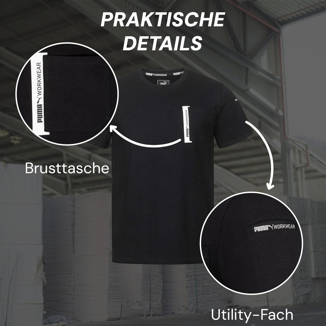 PUMA Workwear Advanced Kollektion - T-Shirts für Herren - Brusttasche und Utility Fach an der Schult