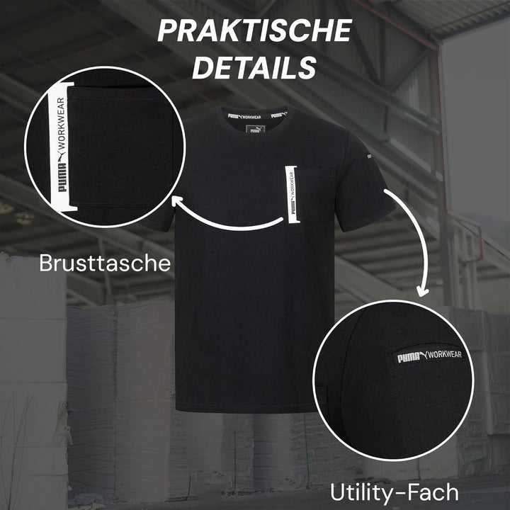 PUMA Workwear Advanced Kollektion - T-Shirts für Herren - Brusttasche und Utility Fach an der Schult