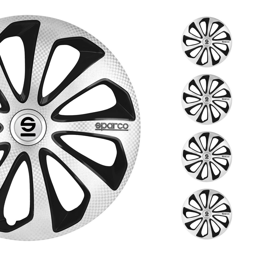 Satz Sparco Radzierblenden Sicilia 16-Zoll Silber/Schwarz/Karbon