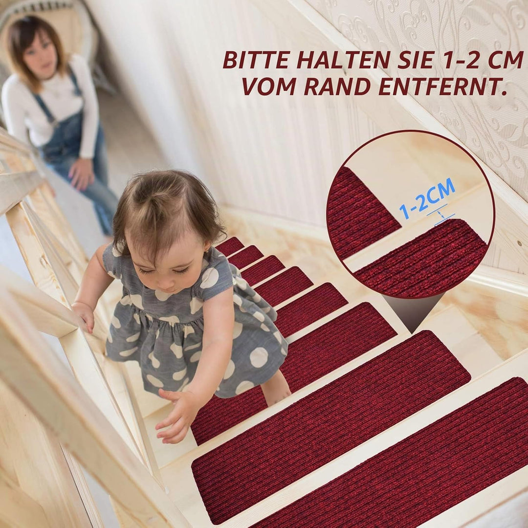 MBIGM 15er Set Stufenmatten 20 cm X 65 cm Treppenteppich Selbstklebend Sicherheit Stufenteppich für