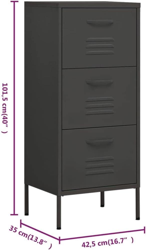 Aktenschränke mit 3 Schubladen, vertikaler Metallschrank, freistehend, Küche, Speisekammer, Aufbewah