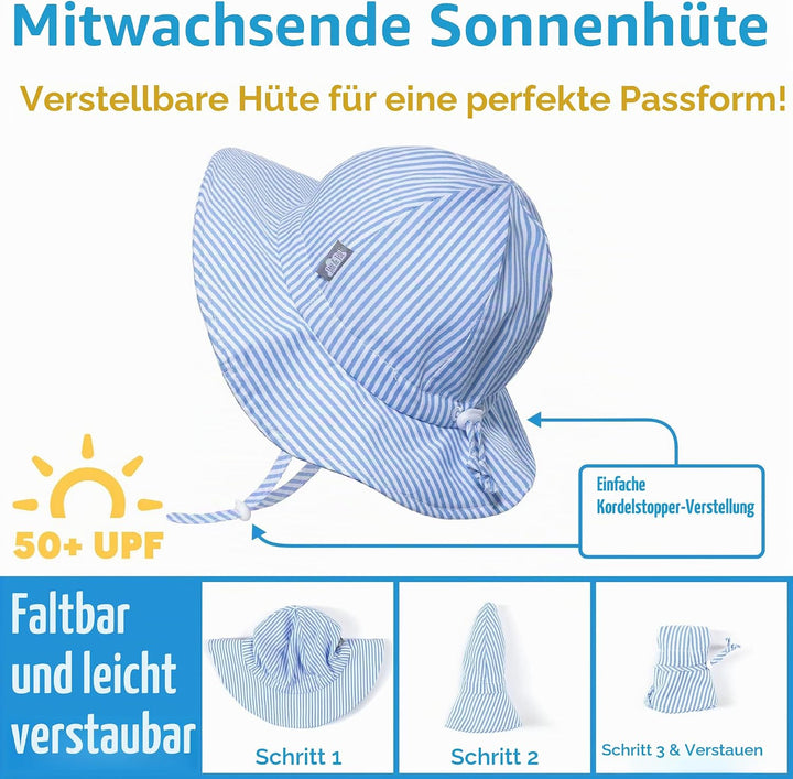 Jan &amp; Jul Grow-with-Me Baumwoll-Flapper Sonnenhut für Babys und Kinder 0-6 Monate Cotton Candy Tie-D