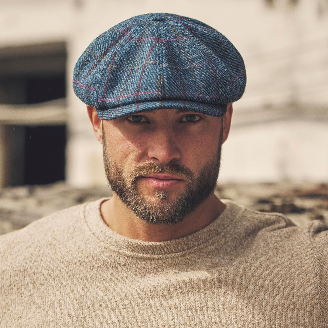 Sterkowski Shelby | 100% Harris Tweed Schiebermütze für Herren und Damen | Warm Elegant 8-Panel Zeit