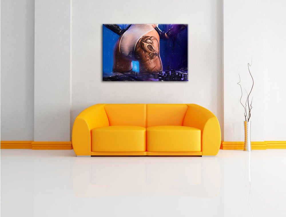 Pixxprint Sexy Frau am Plattenpult als Leinwandbild/Grösse: 100x70 cm/Wandbild/Kunstdruck/fertig bes