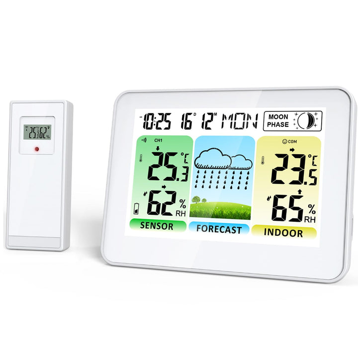 Wetterstation Funk mit Aussensensor, Wetterstationen Innen und Aussentemperatur Funk mit Wettervorhe
