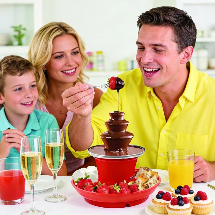 Schokobrunnen Edelstahl Dreistufig,Schokobrunnen Schokolade mit Schmelzfunktion,Elektrischer Schokol