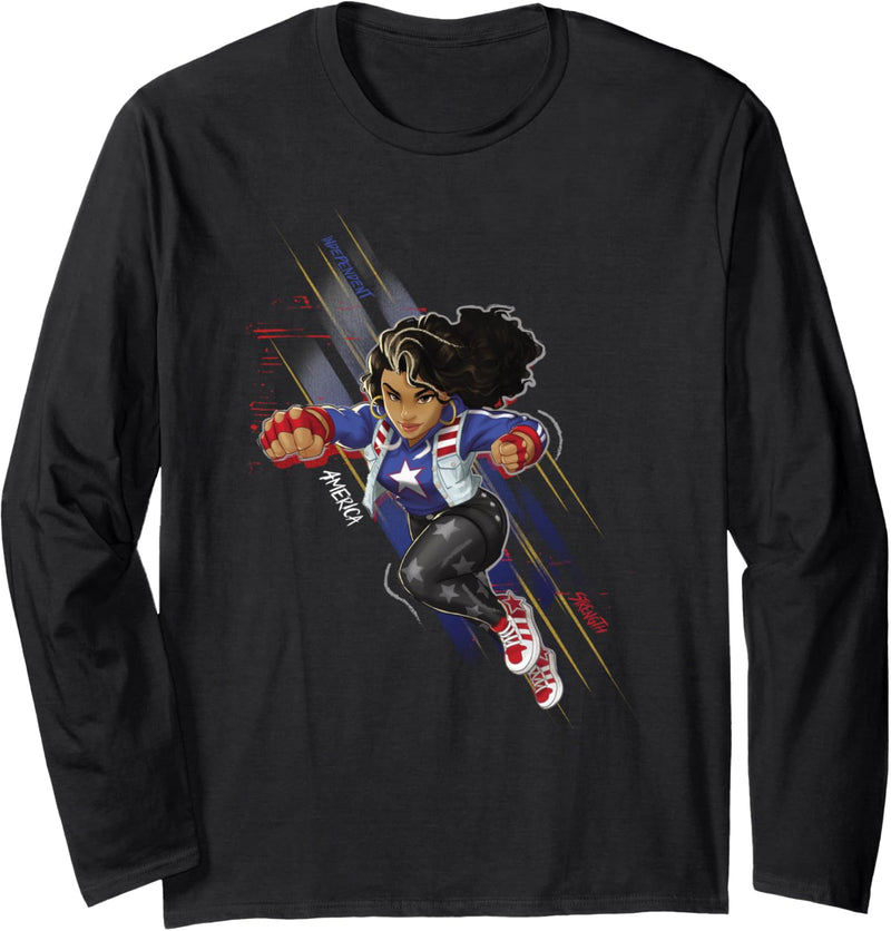 Marvel Rising Secret Warriors America Chavez Action Portrait Langarmshirt