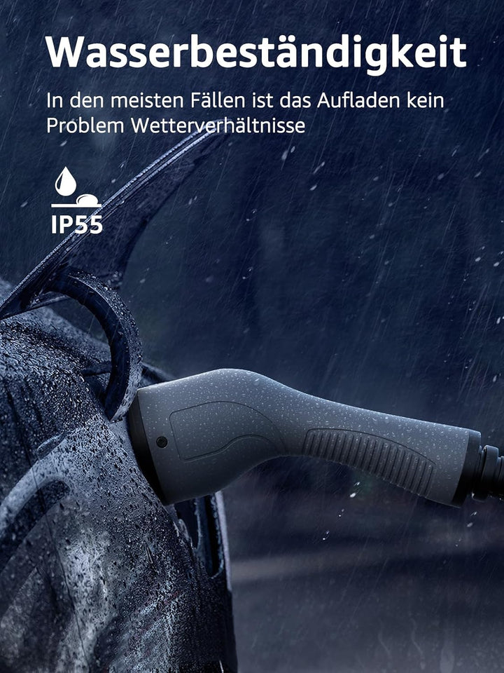 bokman Typ 2 Ladekabel, 11kW / 16A / 3-Phasig / 10 Meter/Modus 3, Typ 2 auf Typ 2 EV Ladekabel für E