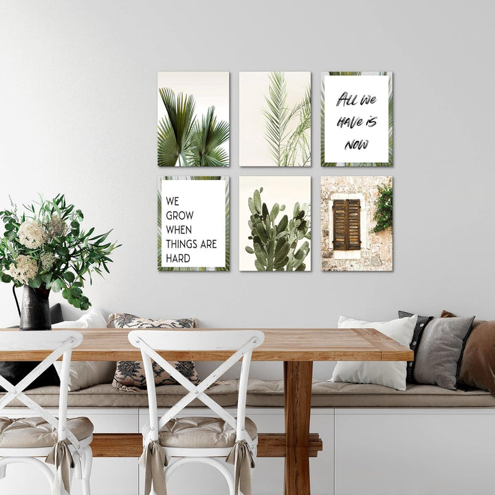 Novart Set Wandbilder - KEIN EXTRA RAMEN BENÖTIGT - Wohnzimmer Schlafzimmer - Bilder Modern Palmen -