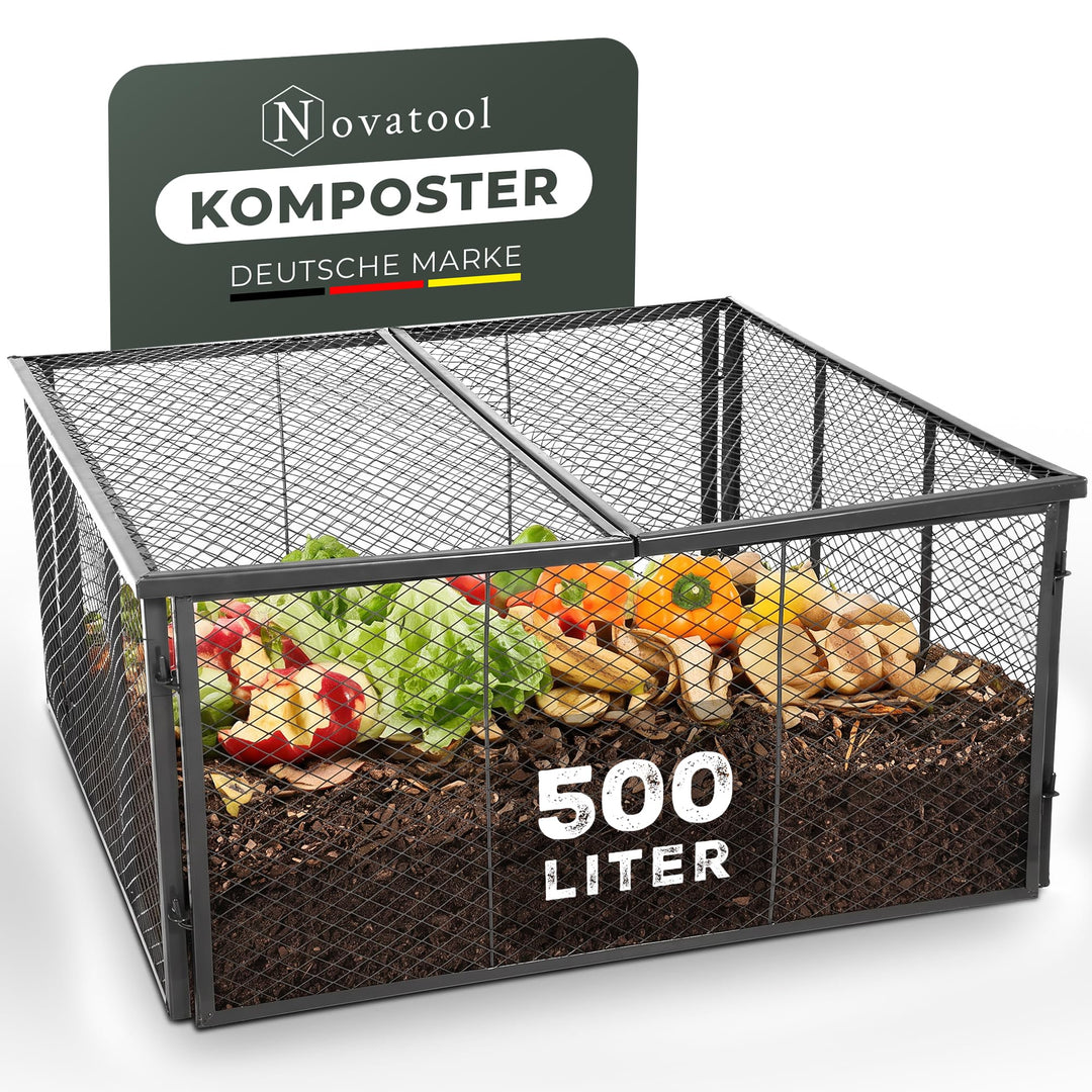 Novatool Garten-Komposter Metall 100x100x50 cm, mit erweiterbarem Stecksytem, pulverbeschichteter Me