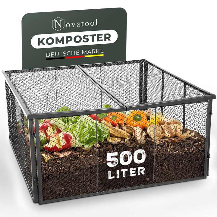 Novatool Garten-Komposter Metall 100x100x50 cm, mit erweiterbarem Stecksytem, pulverbeschichteter Me