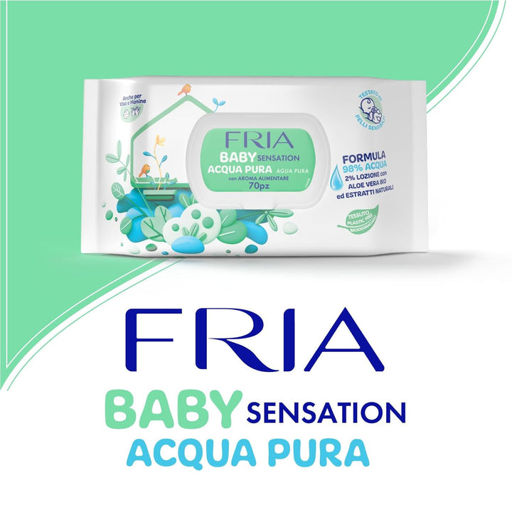 Fria Baby Sensation Reines Wasser Windelwechseltücher, Formel mit 98% gereinigtem Wasser mit Reinigu