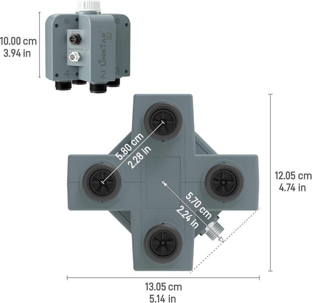 LinkTap Q1 Drahtlose Bewässerungscomputer, Erfordert Gateway, 4-Zonen Smart Bewässerungssteuerung, 4