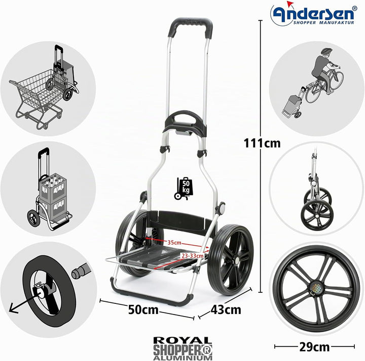 ANDERSEN Einkaufstrolley - Royal Shopper Ortlieb gelb 49 L Handwagen, wasserdicht, wetterfest, Alumi