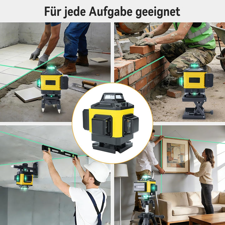 Laser Wasserwaage Kreuzlinienlaser wmit Stativ – Selbstnivellierender Rotationslaser 16 Linien 360°,
