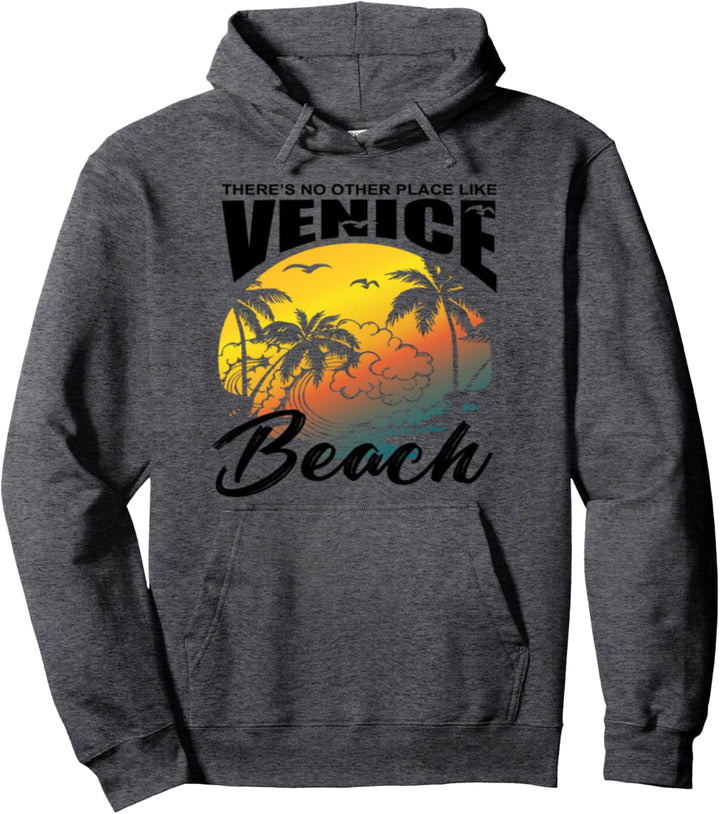 Venice Beach California Retro Beautiful Sunset Palm Trees Pullover Hoodie