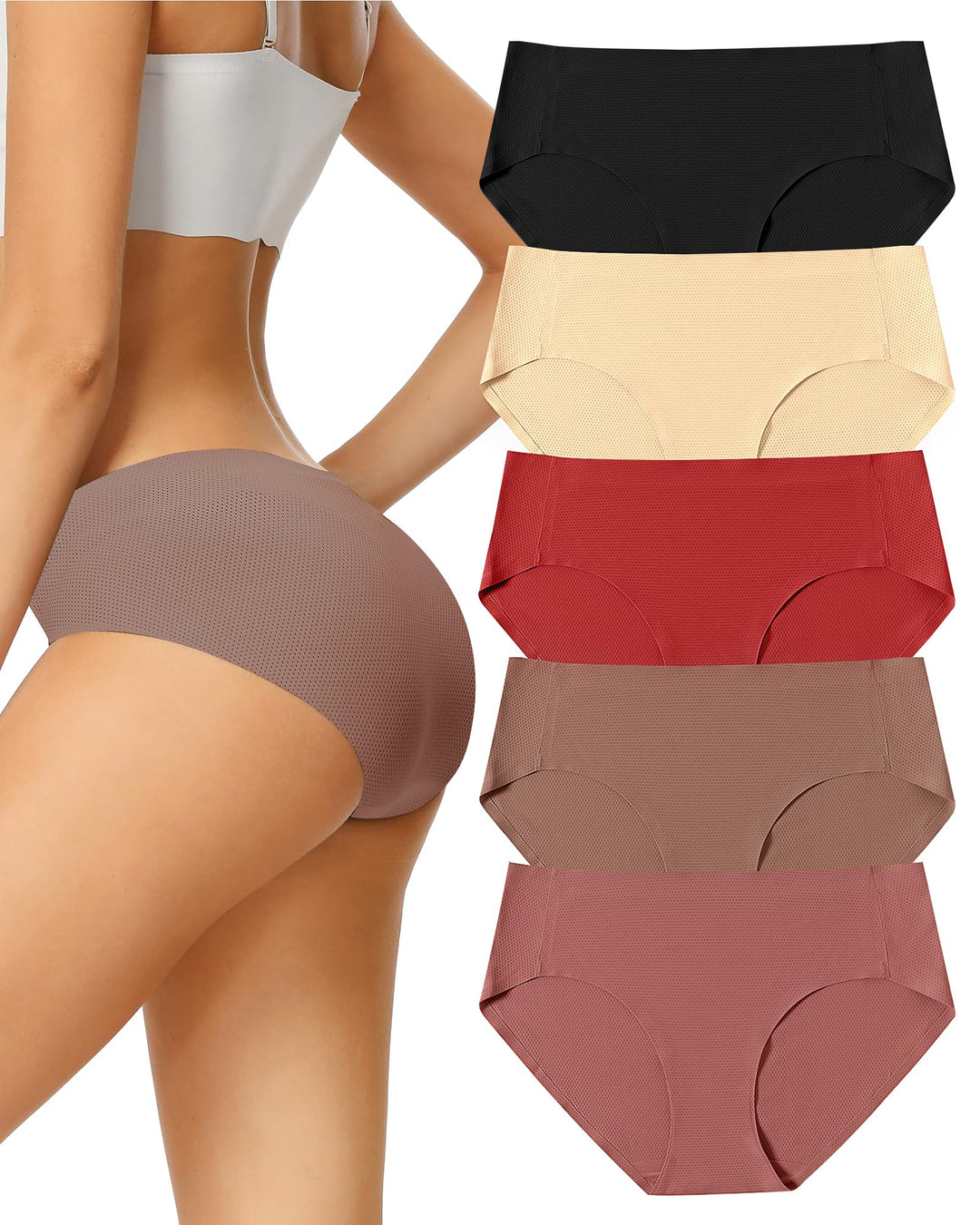VOENXE Nahtlose Slips Damen Mehrpack,Seamless Hipster Unterhosen Frauen,Ohne Naht Unterwäsche,Microf