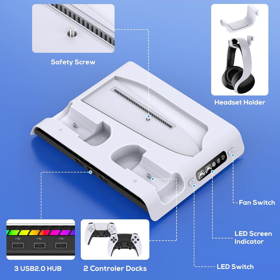 FASTSNAIL ASTSNAIL Standfuss für PS5/PS5 Pro/PS5 Slim, Lüfter Ständer für Playstation5 Digital/Disc