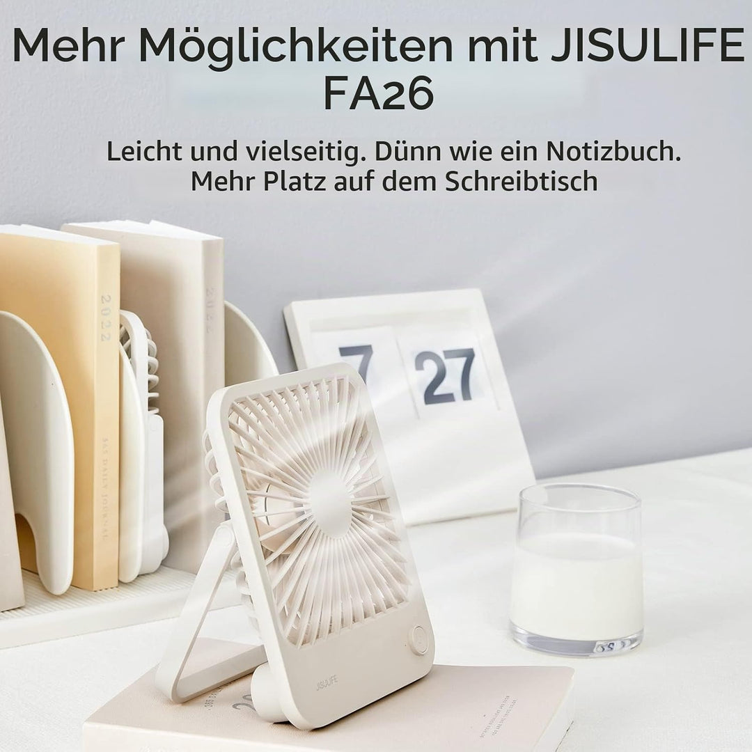 JISULIFE Tischventilator Batterie Wiederaufladbarer Ventilator，4500mAh 180° Faltbarer Tragbarer Pers