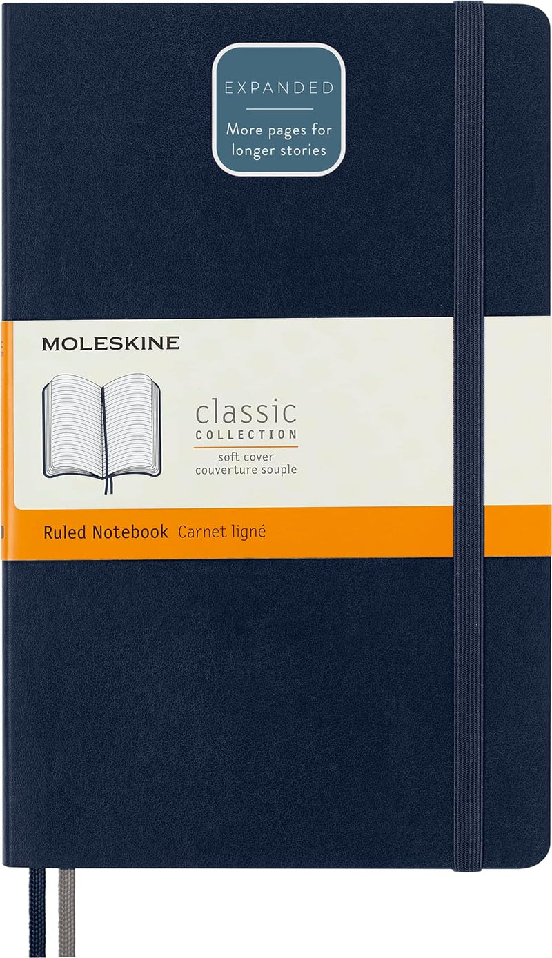 Moleskine - Klassisches Notizbuch, Linierte Seiten, Softcover und elastischer Verschluss, Grösse 13