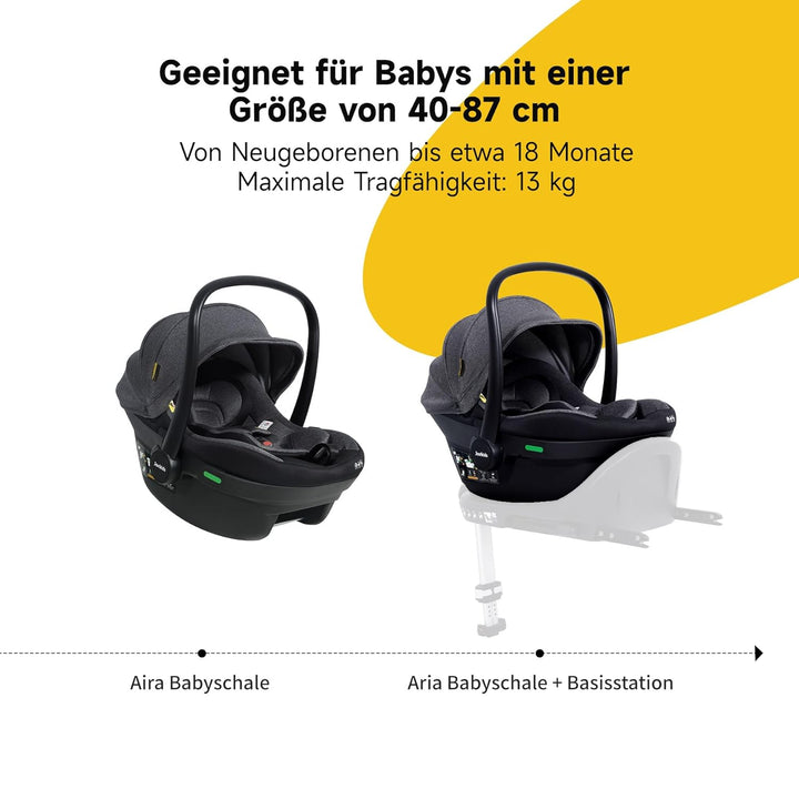 Jovikids Babyschale, Stufenlos verstellbare Liegeposition, Gruppe 0/0+ (40-87 cm) Baby Autositz mit