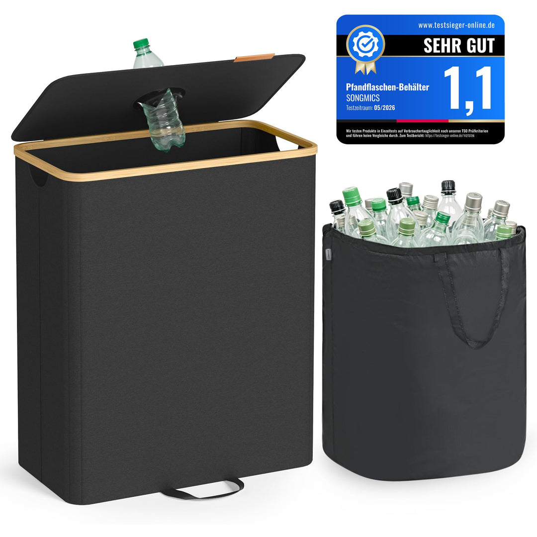 SONGMICS Pfandflaschen-Sammelbehälter, 135 L Pfandflaschen-Behälter, Flaschensammler Leergut, Recycl