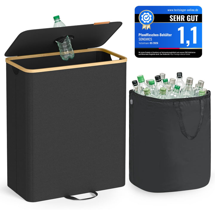 SONGMICS Pfandflaschen-Sammelbehälter, 135 L Pfandflaschen-Behälter, Flaschensammler Leergut, Recycl