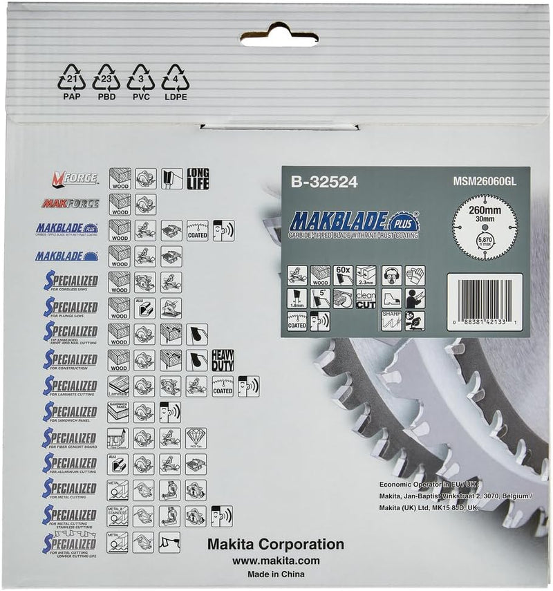 Makita Makblade+ Saegeblatt, 260 x 30 mm, 60Z, B-32524