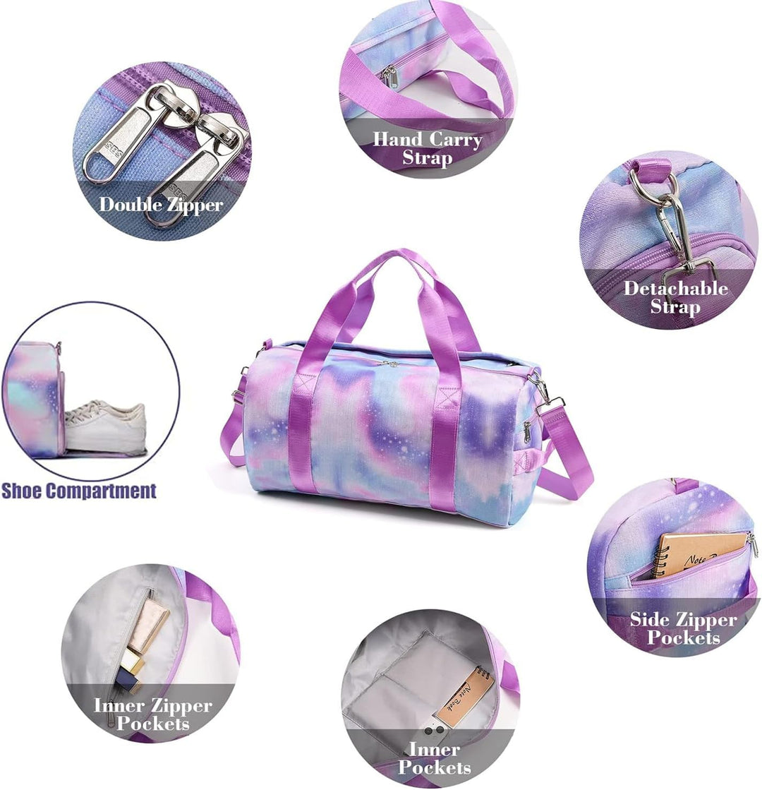 Kindersporttasche Reisetasche mit Schuhfach & Nassfach Schwimmtasche, Kinder Mädchen Reisetasche für
