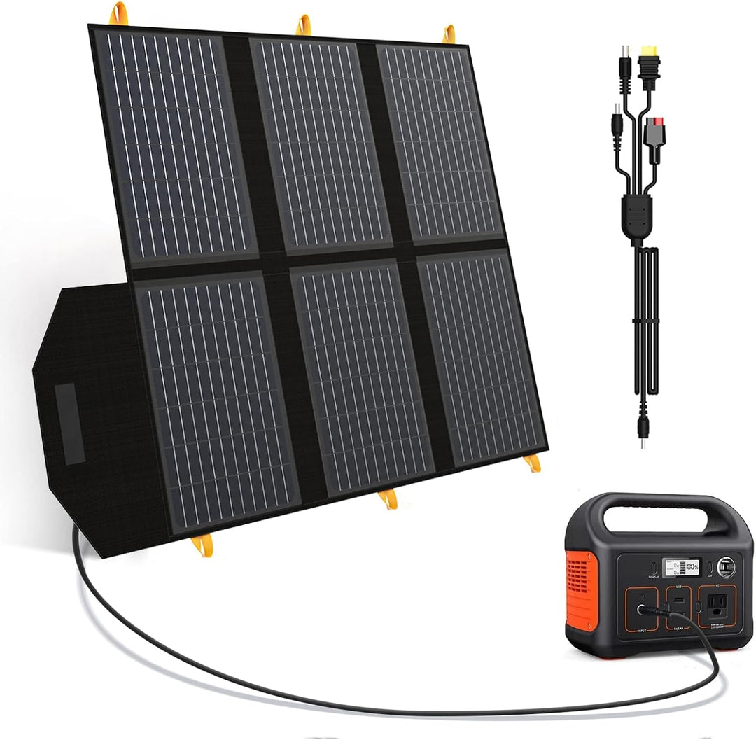 FlexSolar 60W Faltbares Solarladegerä, ETFE tragbare Solarmodule mit DC/QC 3.0 USB-A & USB-C(PD 45W)