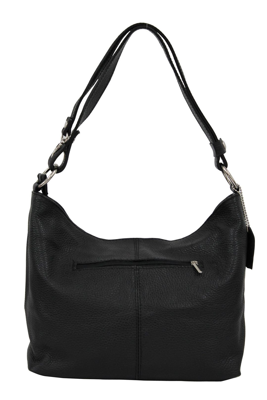 AMBRA Moda Damen Leder Handtasche Schultertasche Umhängetasche Hobo bag GL005 Schwarz Black, Schwarz