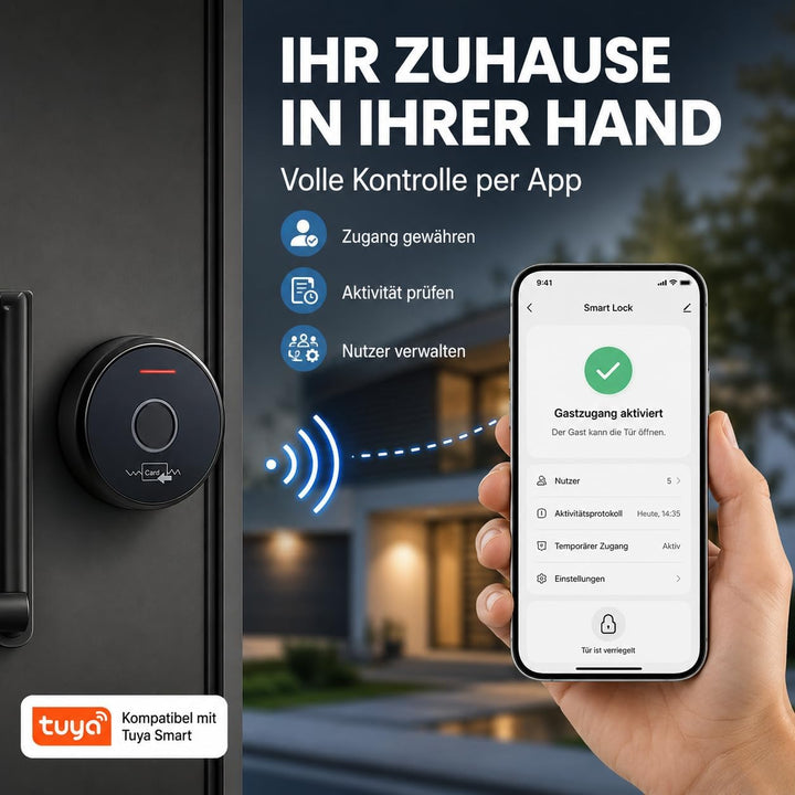 MATHFEL Smart Lock Zugangssystem mit Fingerabdruck & RFID – Elektronisches Türschloss für Haustür, I