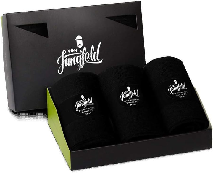 von Jungfeld - Herren Socken/Strumpf Herrensocken 3er-Pack einfarbig 39-42 Schwarz, 39-42 Schwarz
