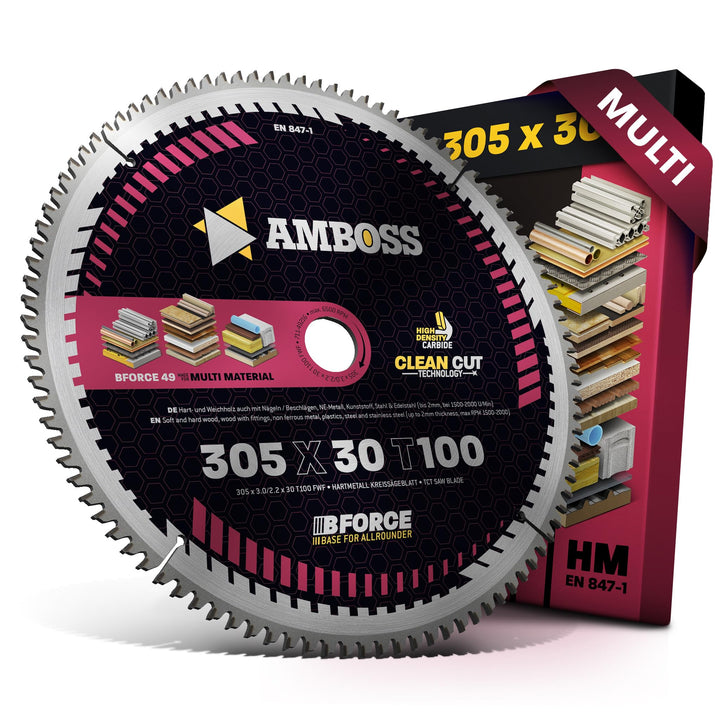 Kreissägeblatt 305x30 Z100 FWF | Amboss Werkzeuge | ideal für Multi - Feinschnitt | Kompatibel mit/E