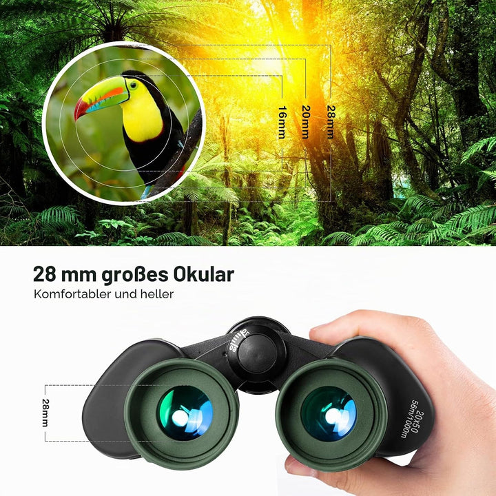 20x50 Jagd Fernglas für Erwachsene mit Smartphone-Adapte- 28mm grosses Okular Professionelles wasser