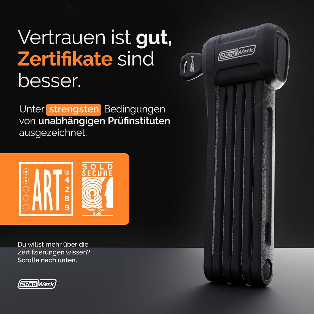 2Radwerk Fahrradschloss Secure Fold Pro - ART zertifiziertes Faltschloss mit Ultra-Lock Mechanismus
