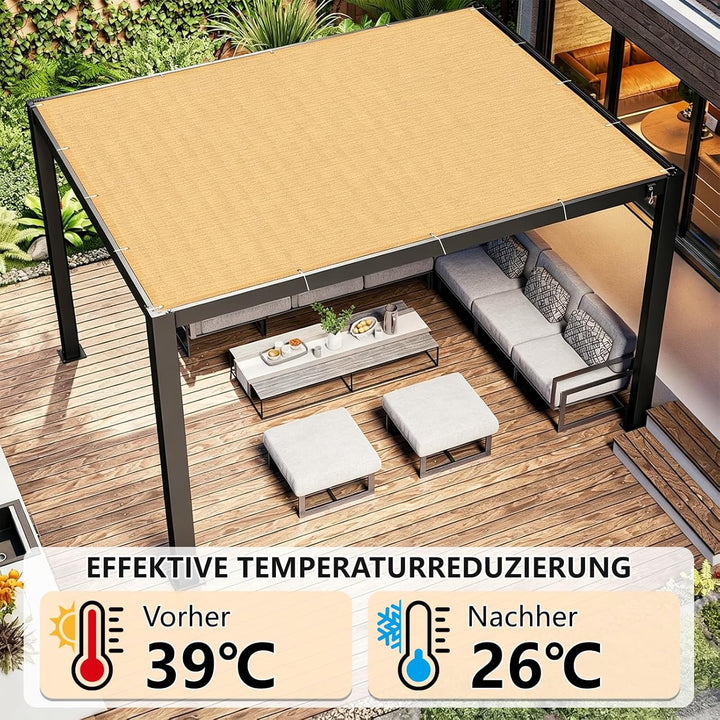Sonnensegel Wasserdicht Rechteckig, HDPE Gewebe [Nach Mass] 95% UV-Schut, Sonnenschutz Balkon Terras