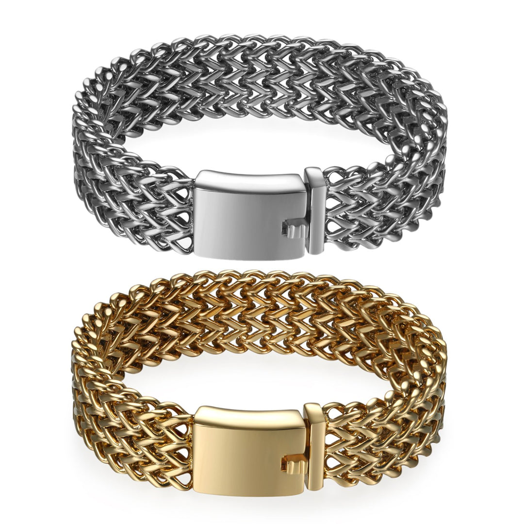 JewelryWe Schmuck Personalisiert Gravur Edelstahl Armband Partnerarmband Panzerarmband Unisex Herren