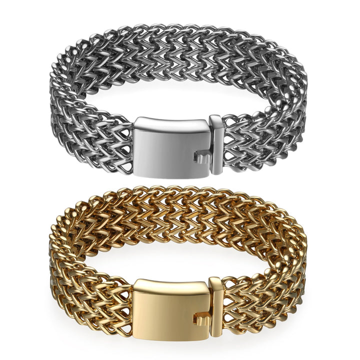 JewelryWe Schmuck Personalisiert Gravur Edelstahl Armband Partnerarmband Panzerarmband Unisex Herren