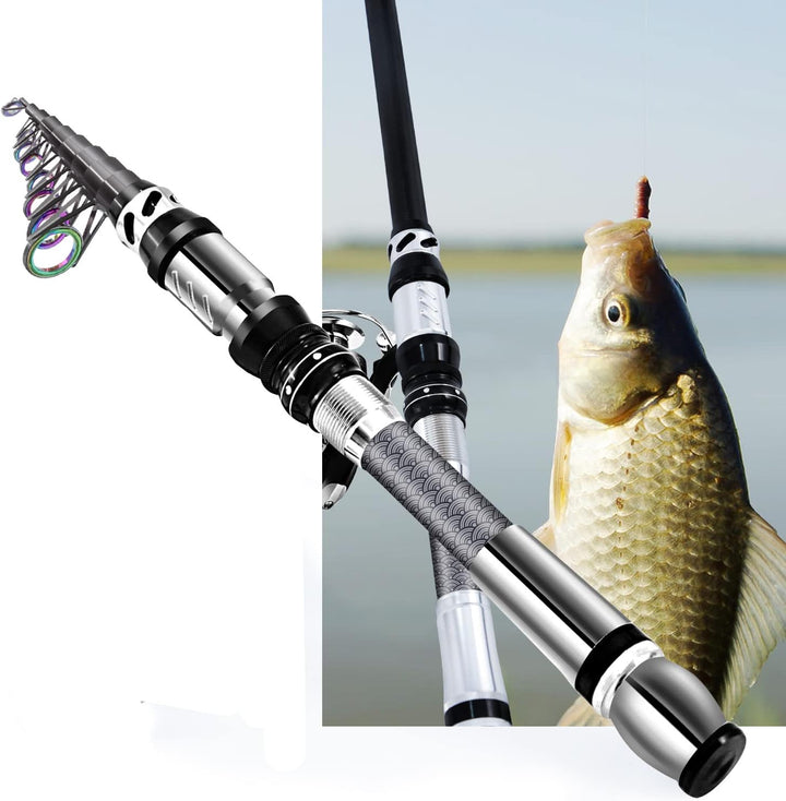 BNTTEAM Tragbares Angel-Spinnruten- und Rollen-Kombi-Set Kohlefaser-Fluoreszenz-Rutenspitze, mit Ang