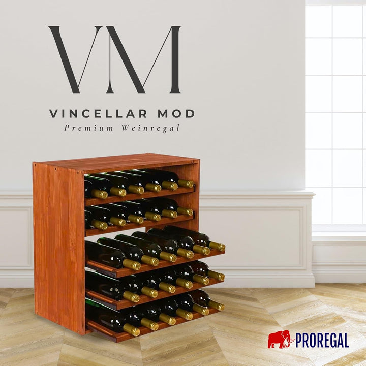 PROREGAL Modulares Weinregal VINCELLAR MOD | HxBxT 60x60x30cm | Auszug Modul für 30 Flaschen | mit a