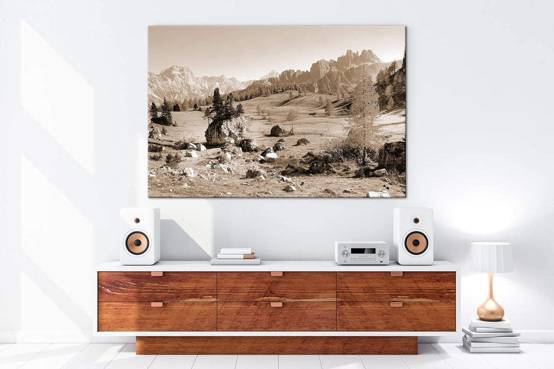 deyoli einzigartige Berglandschaft Italiens Format: 80x60 als Leinwand, Effekt: Sepia, Motiv fertig