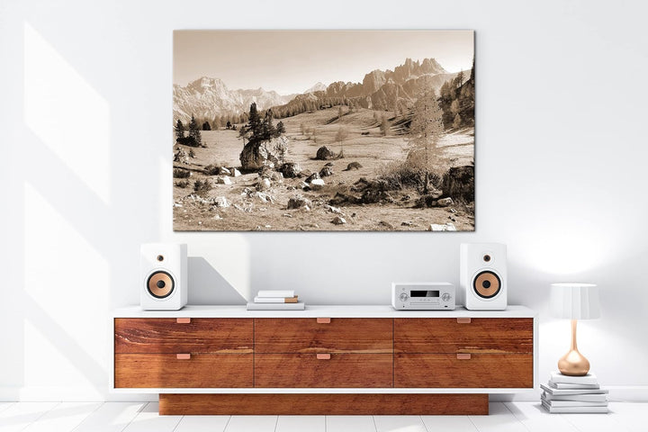 deyoli einzigartige Berglandschaft Italiens Format: 80x60 als Leinwand, Effekt: Sepia, Motiv fertig