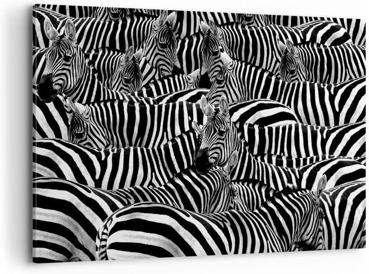 ARTTOR Bilder auf Leinwand 100x70cm Leinwandbild Tiere Zebra Streifen Gross Wanddeko Bild Schlafzimm