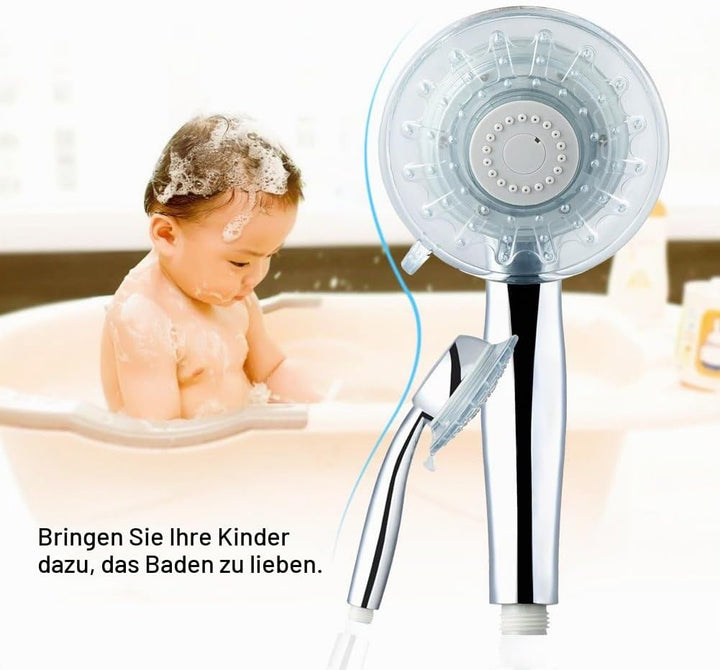 LEDGLE LED Duschkopf mit Farbwechsel LED Handbrause, 7 Farben Licht Automatische, Einstellbare Wasse