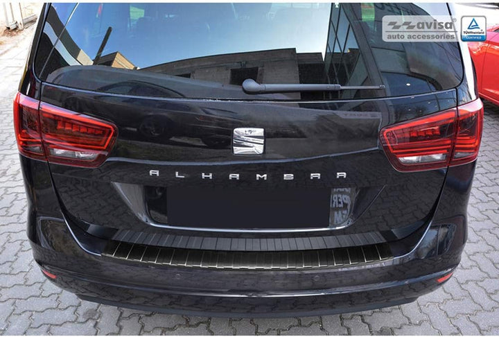 Avisa Schwarz Edelstahl Heckstossstangenschutz kompatibel mit Seat Alhambra & Volkswagen Sharan II 2