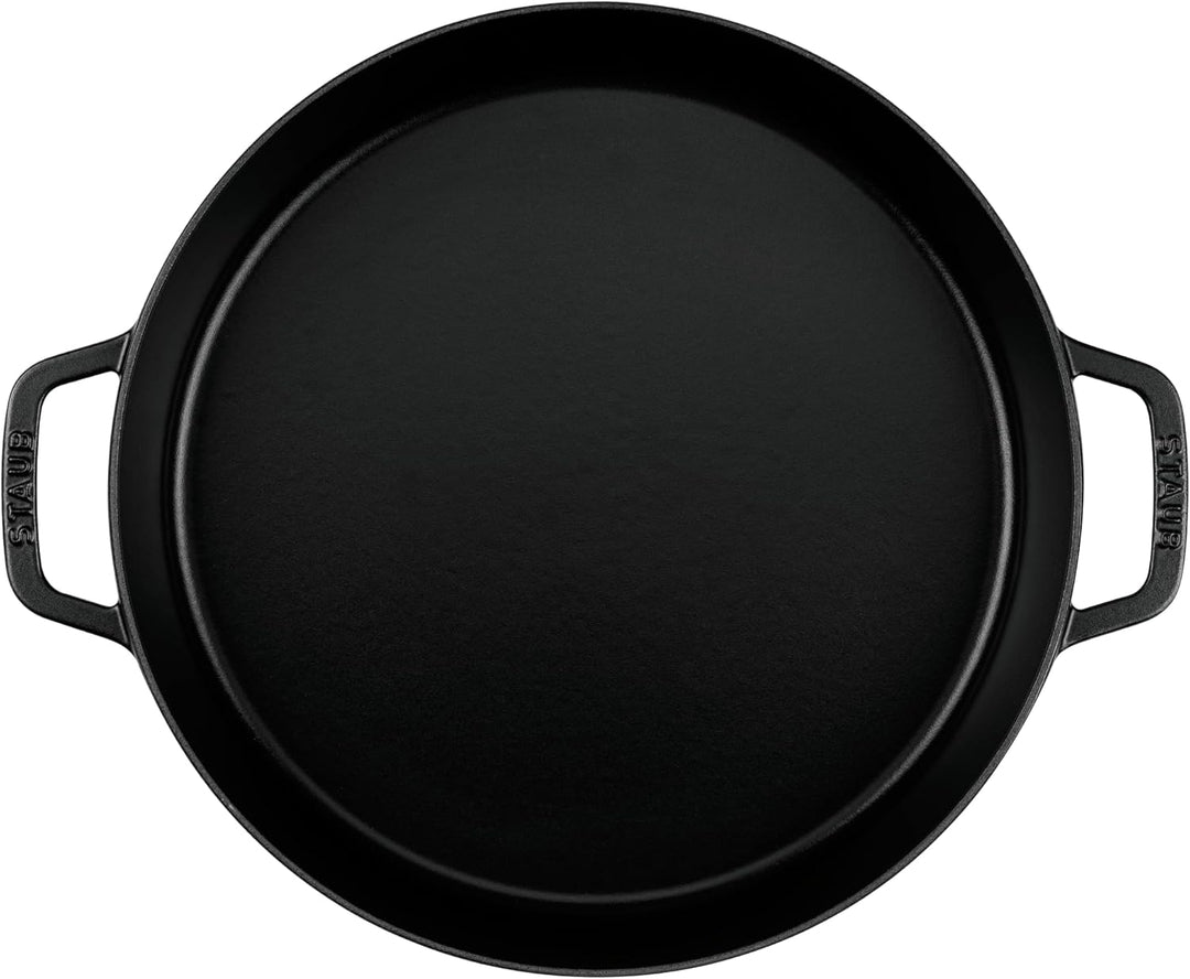 STAUB Bratpfanne, Paellapfanne mit 2 Griffen, 34 cm, Gusseisen, für alle Herdarten, Induktion und Ba
