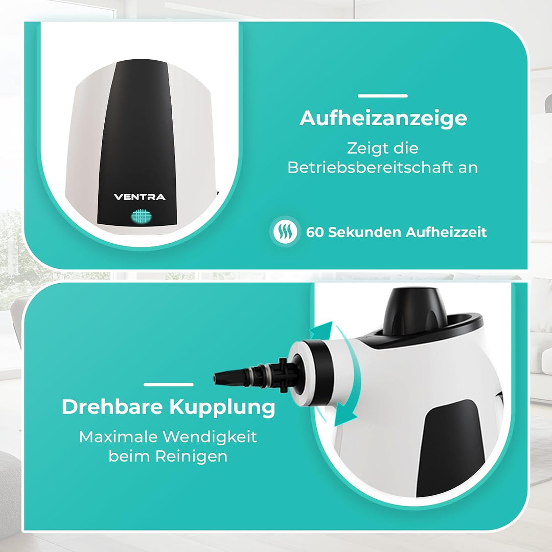 VENTRA® 15-teilig Dampfreiniger – Handdampfreiniger – 3.5 Bar