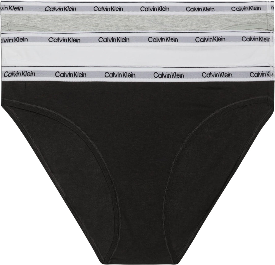 Calvin Klein Damen 3er Pack Slips Bikini Form Baumwolle mit Stretch L Mehrfarbig (Black/White/Grey H